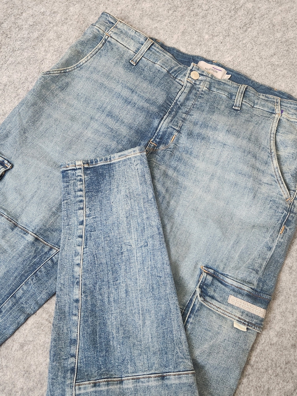 Hudson Reese Cargo Straight Fit Denim Jeans Men's 40x32.5 Blue Y2K Preppy